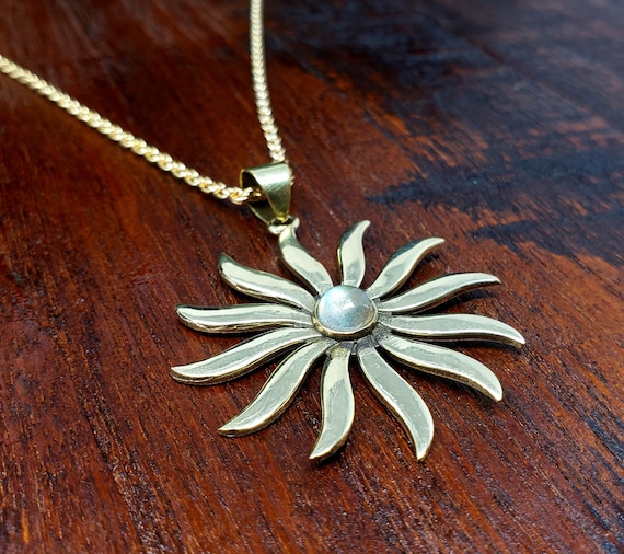 Gold Labradorite Solstice Sun Necklace 