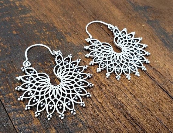 Mandala earrings deals silver