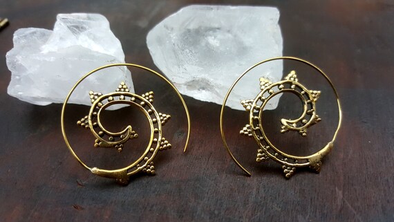 Spiral Star Gold Gypsy Earrings - image 4