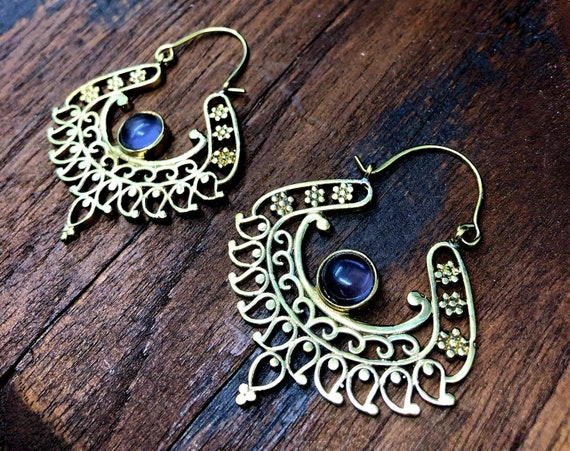 Gold Amethyst Bohemian Earrings - image 2