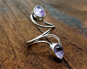 Adjustable Silver Amethyst Vortex ring