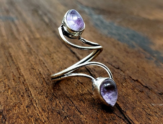 Adjustable Silver Amethyst Vortex ring - image 1