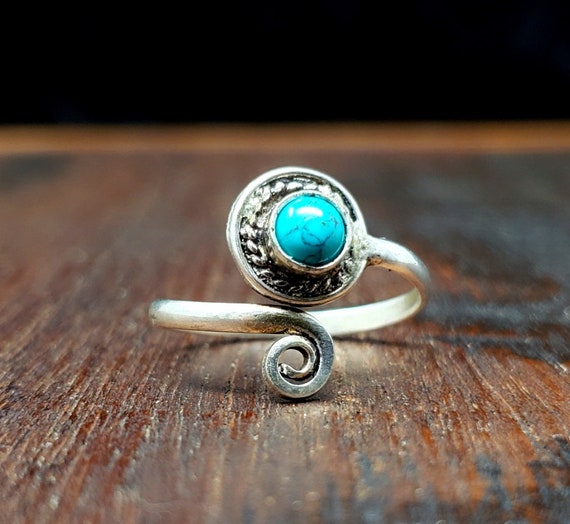 Adjustable Silver Turquoise Ring - image 3