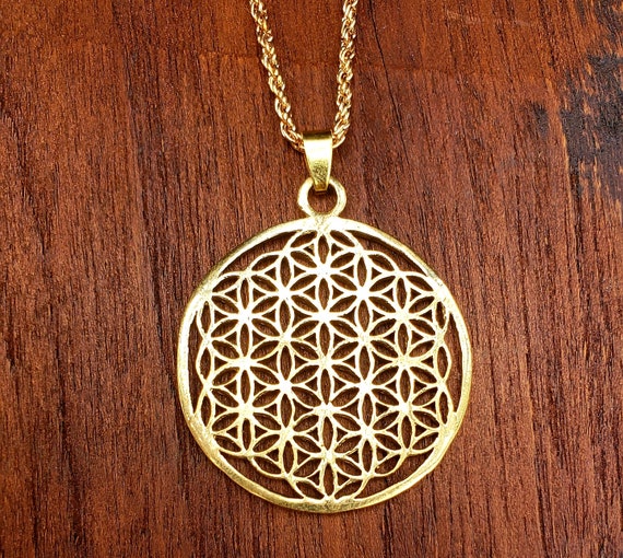 Gold Flower of Life Sacred Geometry Pendant Neckl… - image 3