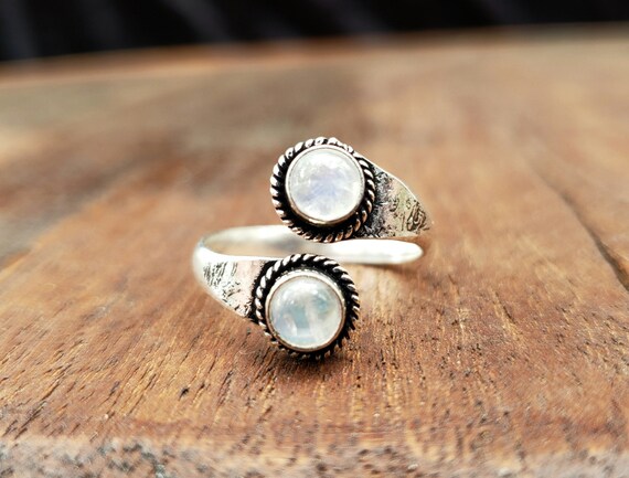 Adjustable Silver Moonstone ring - image 2