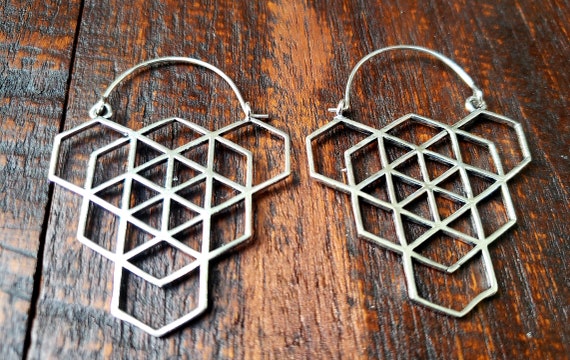 Silver Sacred Geometry Geometric Earrings - image 3
