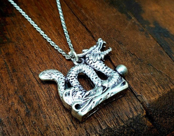 mythological Chinese Dragon Silver Pendant Neckla… - image 2