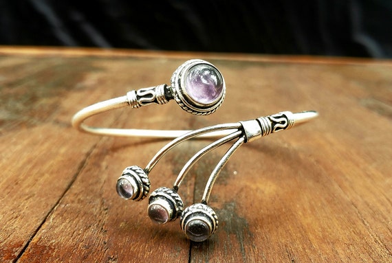 Silver Amethyst Adjustable Silver Bracelet - image 1