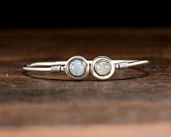 Simple Silver Moonstone Adjustable Bracelet - image 1
