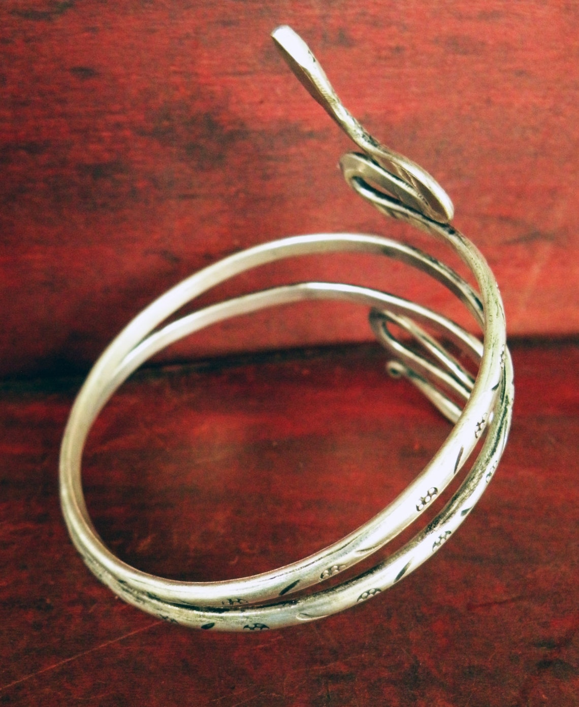 Silver snake arm cuff bracelet Etsy