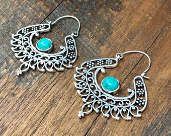Silver Turquoise Bohemian Earrings