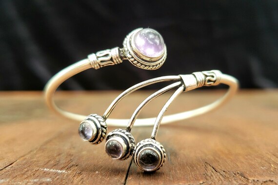 Silver Amethyst Adjustable Silver Bracelet - image 2