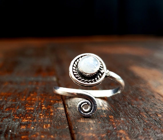 Adjustable Silver Moonstone Ring - image 2