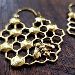 Gold Beehive Sacred Geometry Earrings