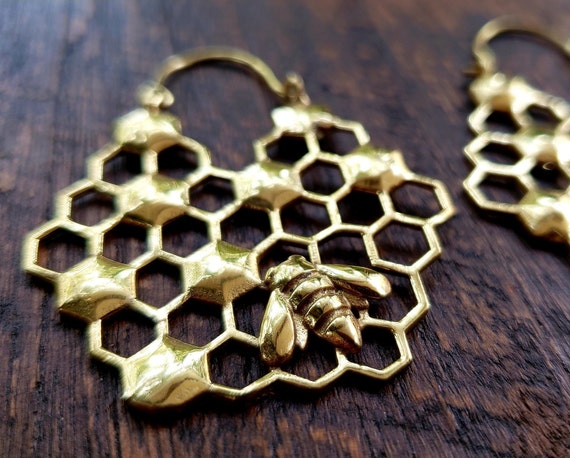 Gold Beehive Sacred Geometry Earrings