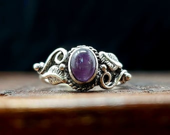 Adjustable Silver Amethyst Vine Ring