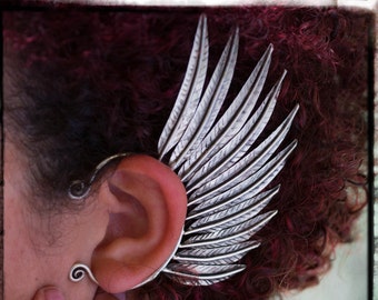 Tribal Feather Wing Ear Cuff Left or Right Side Exotic Hill Tribe Earcuff Jewelry