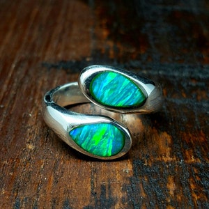 Sterling Silver Opal Adjustable Ring Mexican Taxco Silver Jewelry image 2