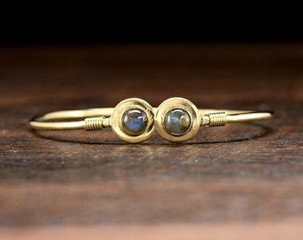 Simple Gold Labradorite Bangle Bracelet - Unique affordable boho jewelry