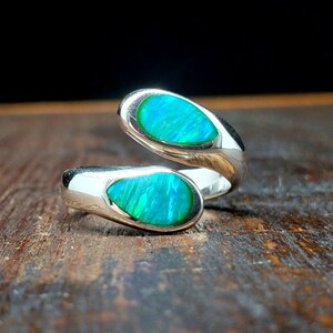 Sterling Silver Opal Adjustable Ring Mexican Taxco Silver Jewelry image 3