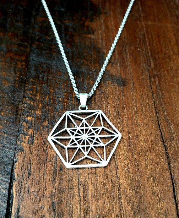 Silver Sacred Geometry Pendant Necklace - image 2