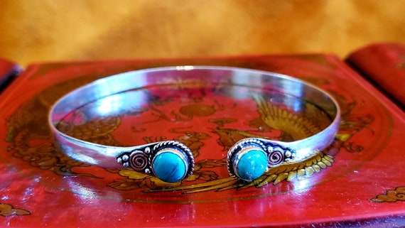 Silver Turquoise Arm Cuff Upper Arm Band