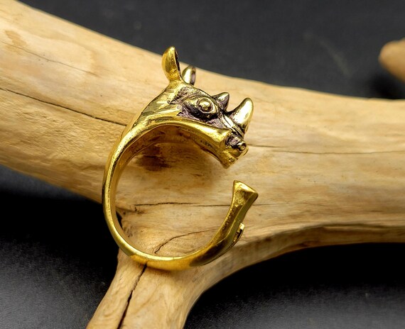 Gold Rhino Ring Adjustable Statement Jewelry - image 4