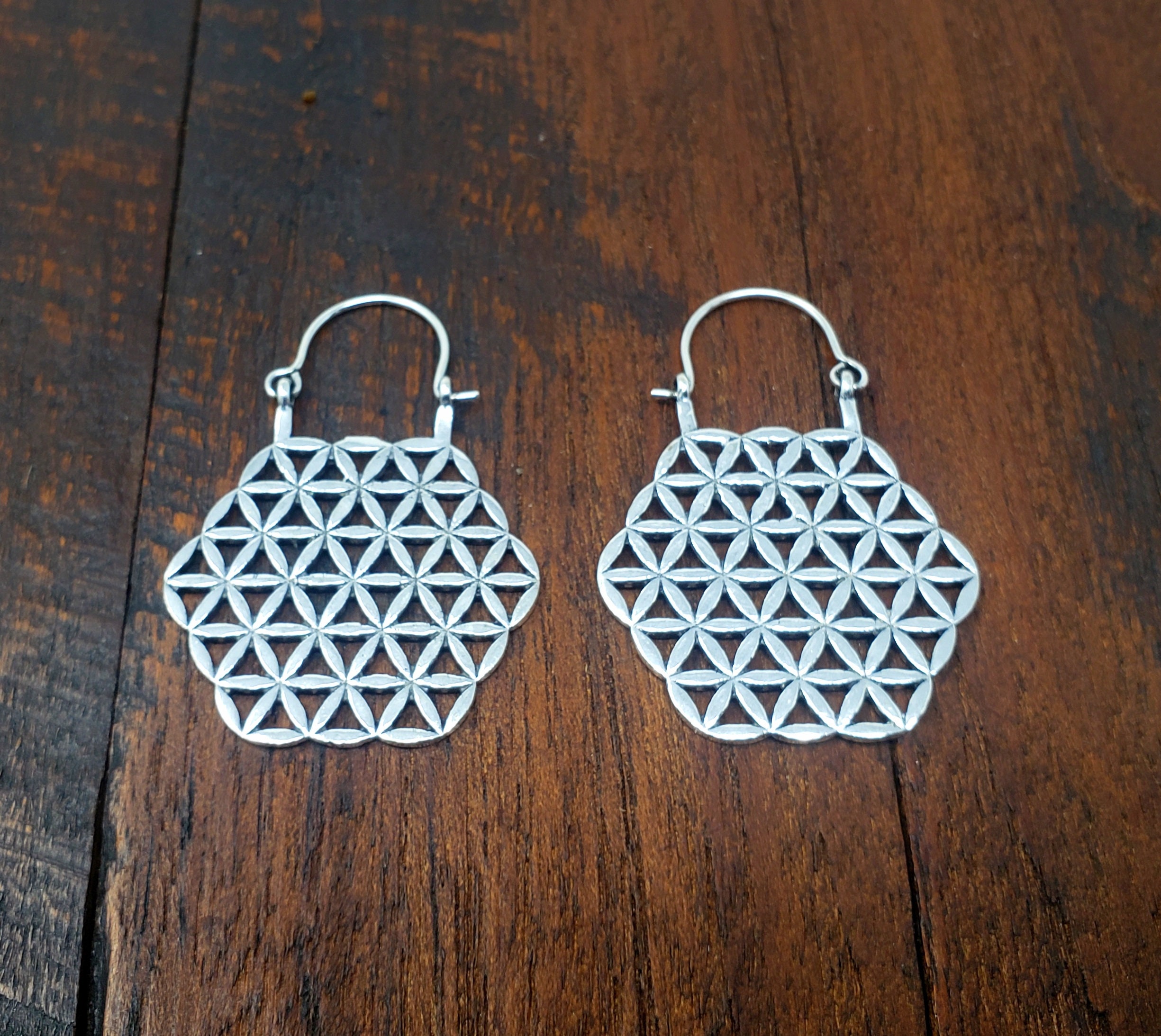 Silverly Orecchini a Disco con Fiore della Vita in Argento 925 per