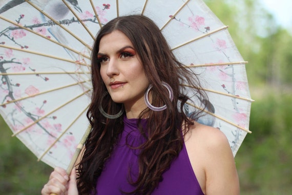 Large Statement Silver Hoop Earrings - image 4