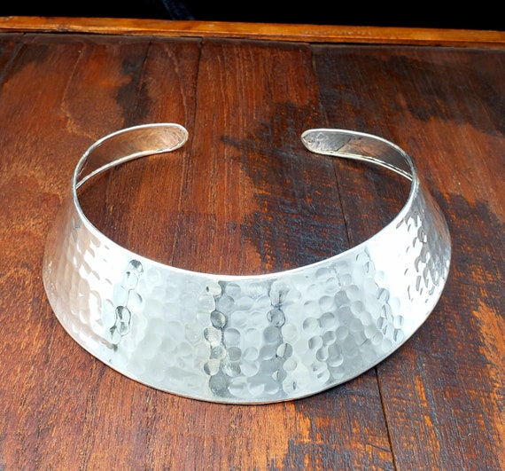 Wide Silver Choker Statement Necklace Etsy Australia