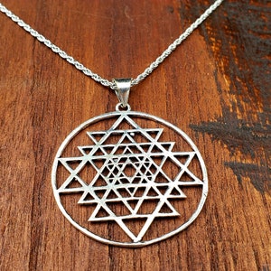 Cosmic Shri Yantra Silver Pendant Necklace