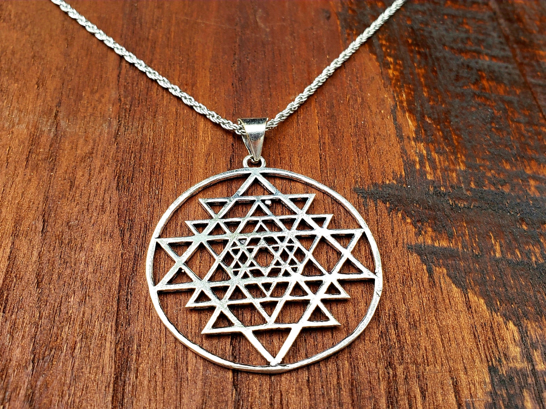 Buy Cosmic Shri Yantra Silver Pendant Necklace Online in India 