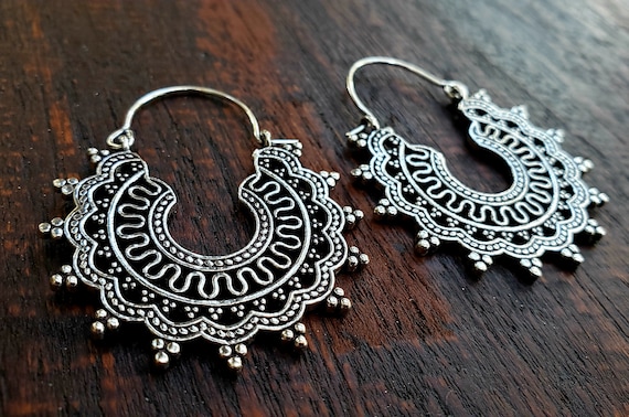 Traditional Intricate Tribal Silver Earrings Etsy Australia