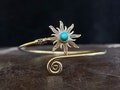 Gold Sunburst Turquoise Arm Cuff Arm Band Adjustable Tribal Gypsy Festival Boho Bohemian Jewelry