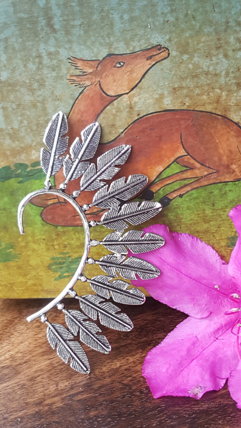 Feather Ear Cuff Tribal Silver Boho Festival Earring Jewelry Etsy