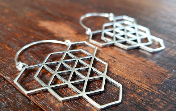 Silver Sacred Geometry Geometric Earrings - image 1