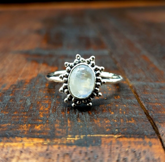 Sterling Silver Moonstone Sun Ring - image 2