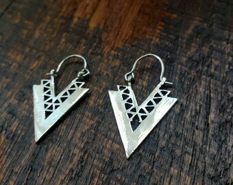Silver Arrowhead Geometric Earrings