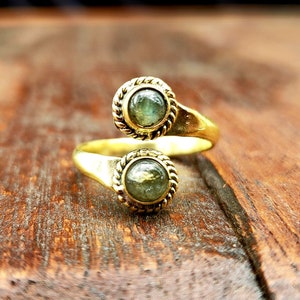 Adjustable Gold Labradorite ring