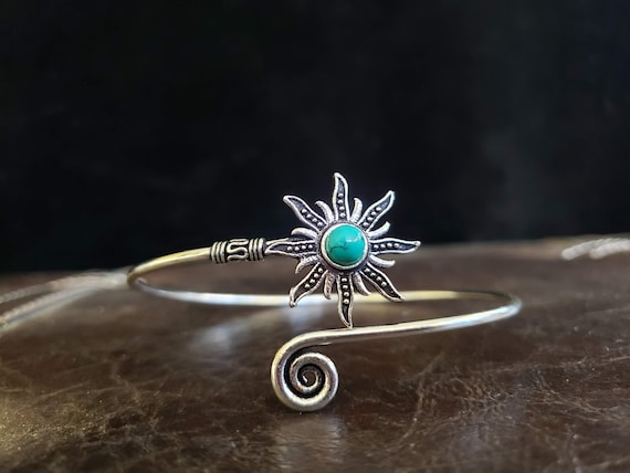 Buy Silver Sunburst Turquoise Arm Cuff Arm Band Adjustable Tribal