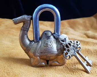Camel Shape Padlock Antique Vintage Style Handmade Brass