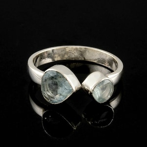 Sterling Silver Aquamarine Teardrop Adjustable Ring