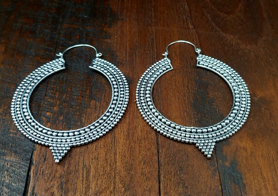 Large Silver Statement Hoop Earrings - image 2