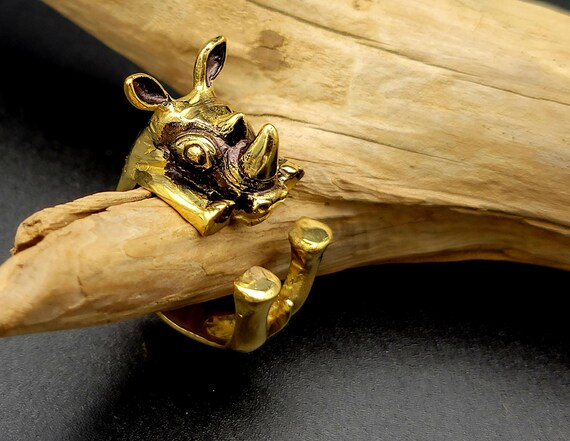 Gold Rhino Ring Adjustable Statement Jewelry - image 1