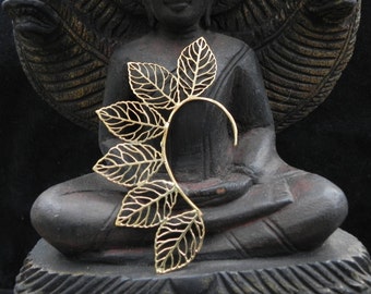 Gold Lace Leaf Ear Cuff Boho Festival Earring Jewelry