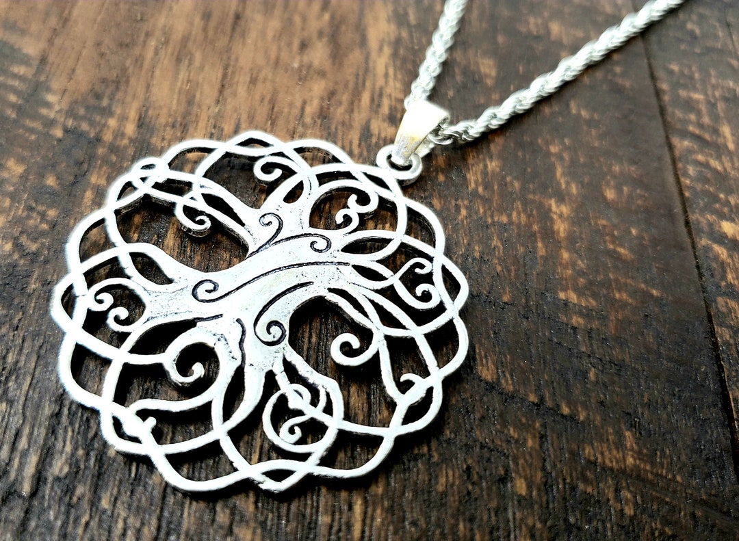 Silver Celtic Tree of Life Sacred Geometry Pendant Necklace - Etsy