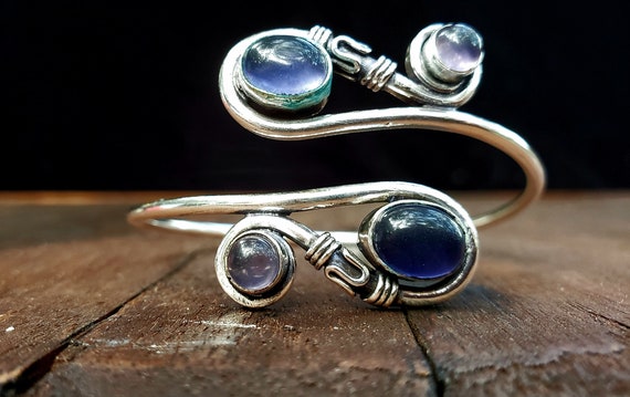 Silver Scroll Amethyst Adjustable Bracelet - image 2