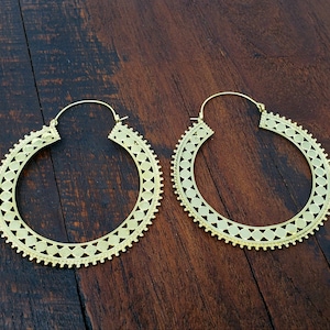Gold Brass Statement Hoop Earrings