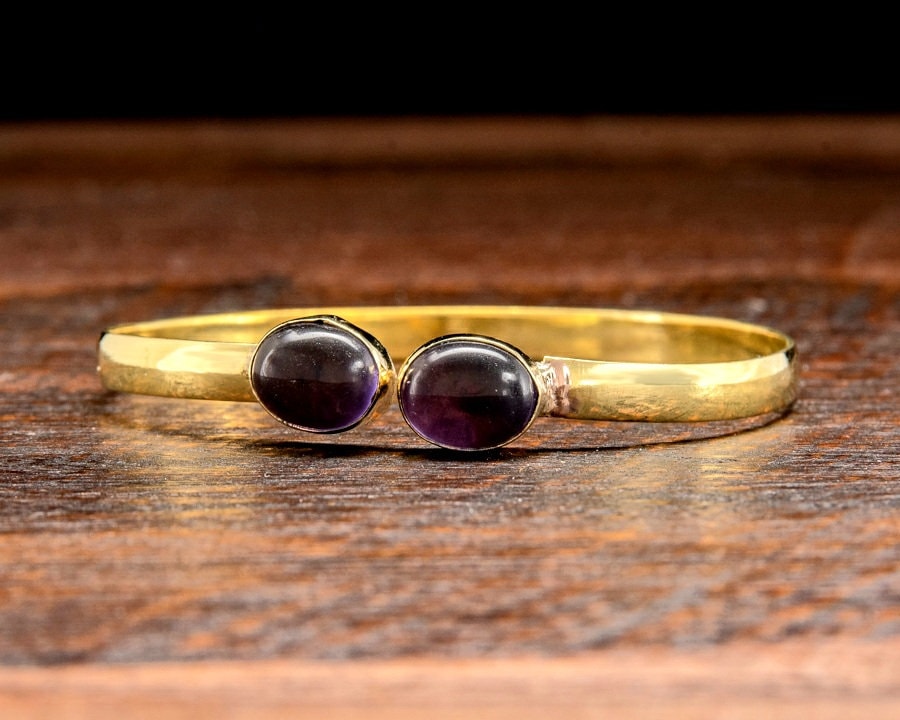 Simple Gold Amethyst Bangle Bracelet - Etsy
