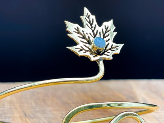 Gold Moonstone Leaf Arm Cuff - image 2